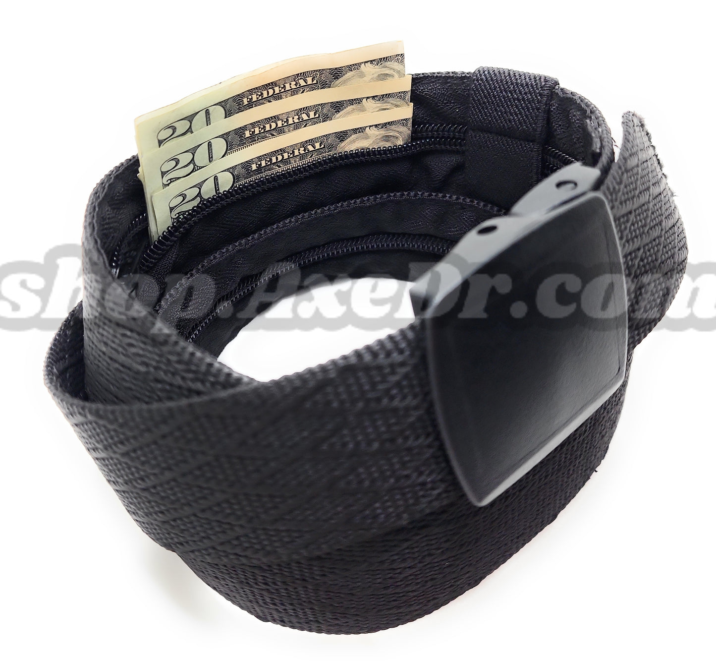 Secret Stash Nylon Military Style Web Belt Zippered Hidden Compartment