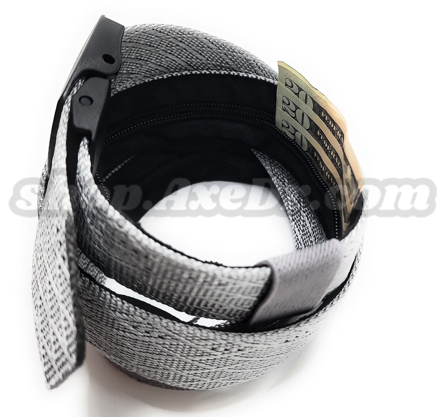 Secret Stash Nylon Military Style Web Belt Zippered Hidden Compartment