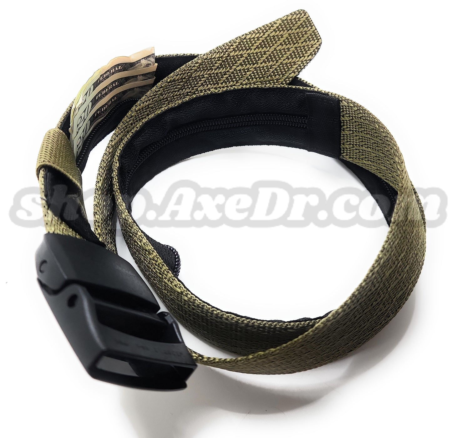 Secret Stash Nylon Military Style Web Belt Zippered Hidden Compartment