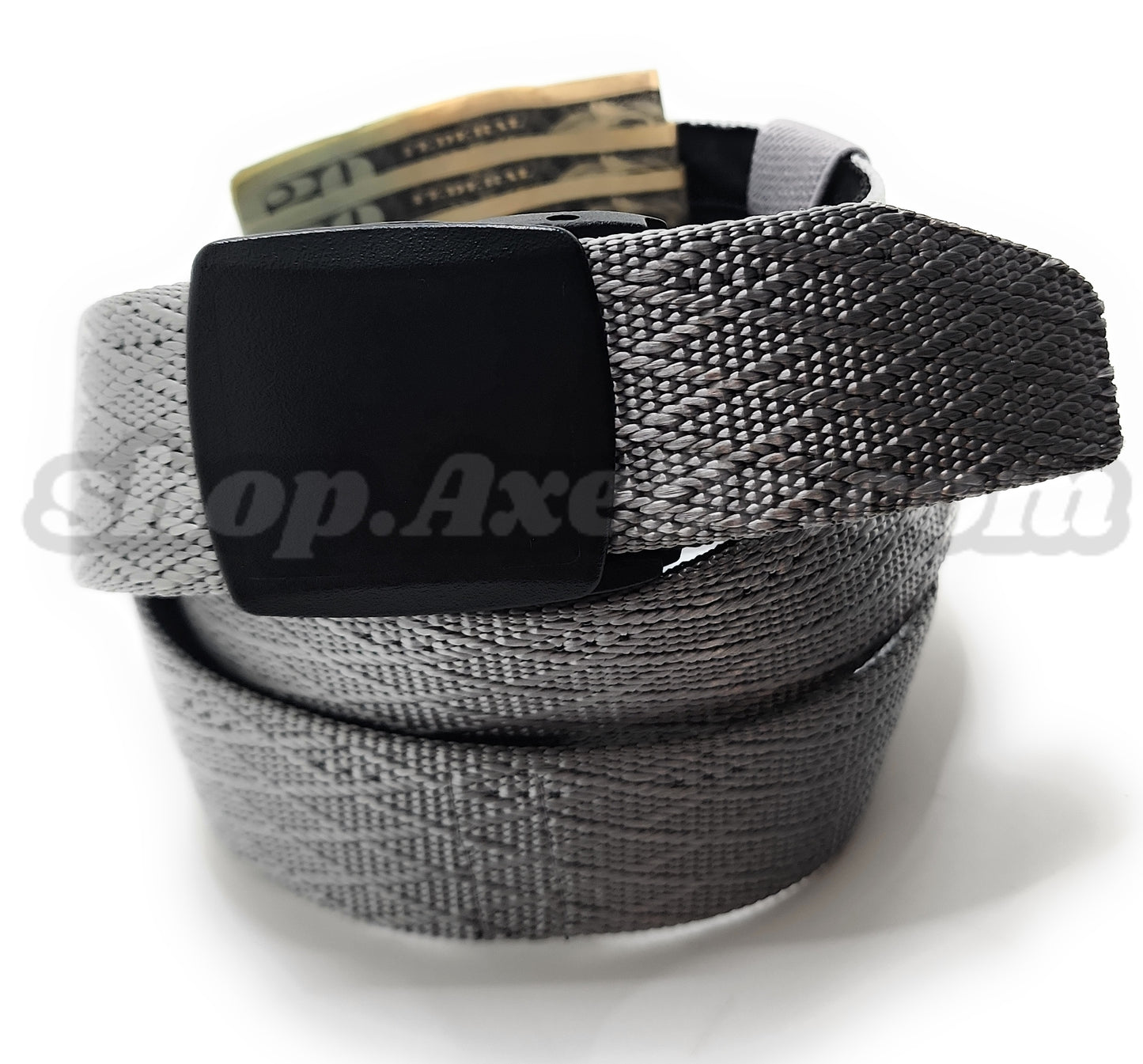 Secret Stash Nylon Military Style Web Belt Zippered Hidden Compartment