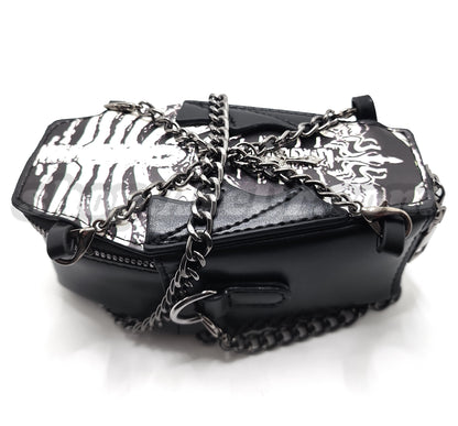 Coffin Purse Goth Emo Zippered Shoulder Bag Skeleton Graphic