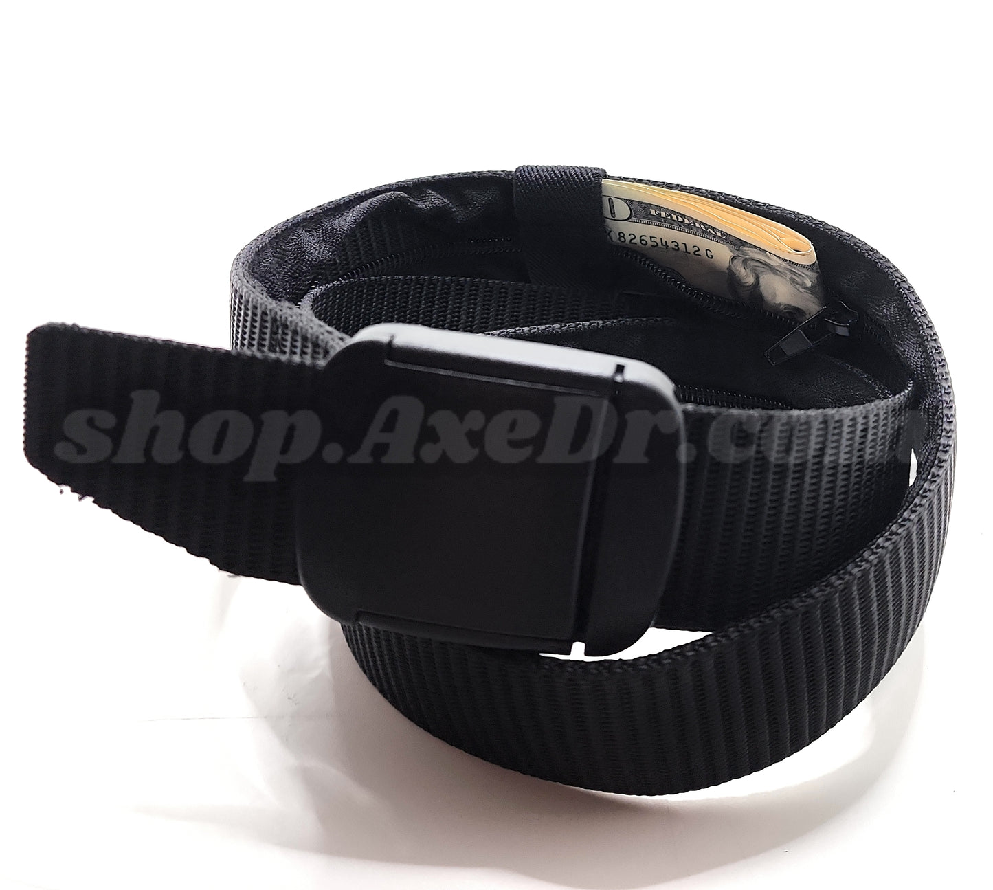 Secret Stash Nylon Military Style Web Belt Zippered Hidden Compartment