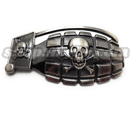 Skull and Bones Grenade Belt Buckle