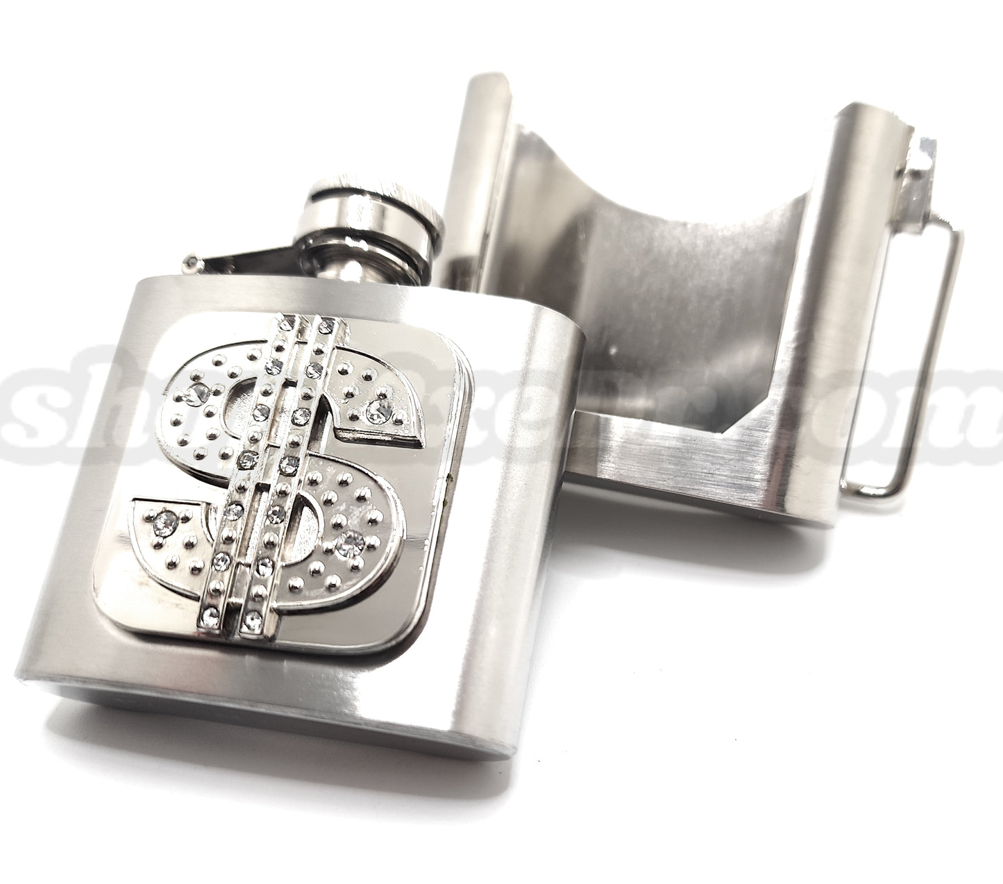 $ Dollar Sign Flask Belt Buckle