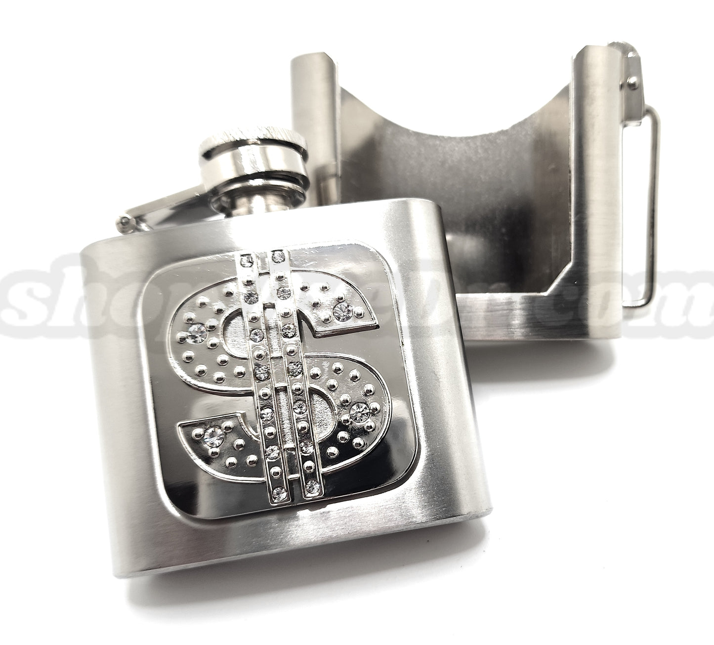 $ Dollar Sign Flask Belt Buckle