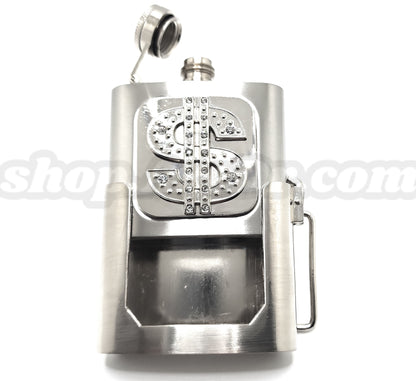 $ Dollar Sign Flask Belt Buckle