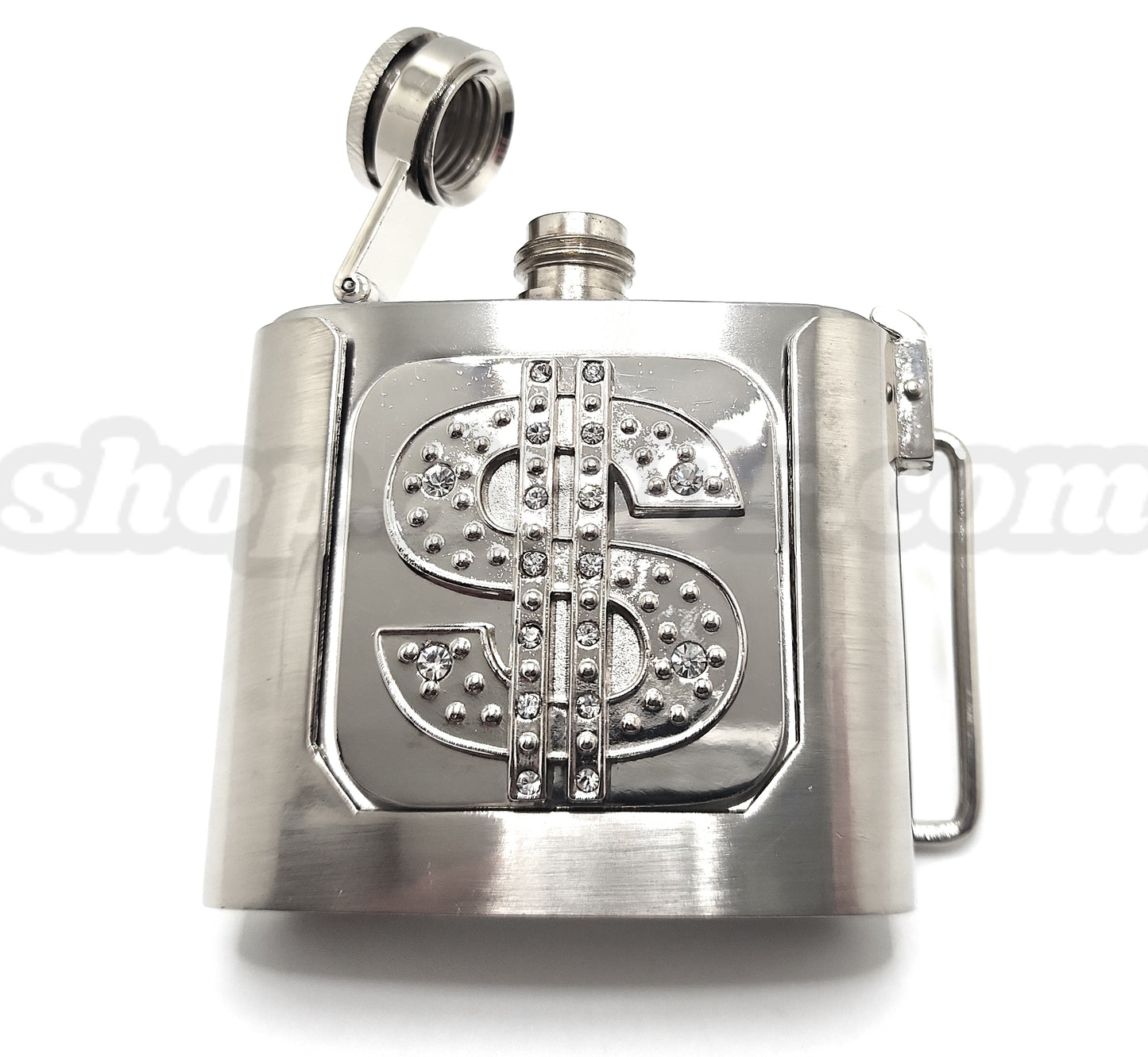 $ Dollar Sign Flask Belt Buckle