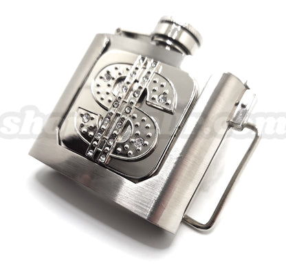 $ Dollar Sign Flask Belt Buckle