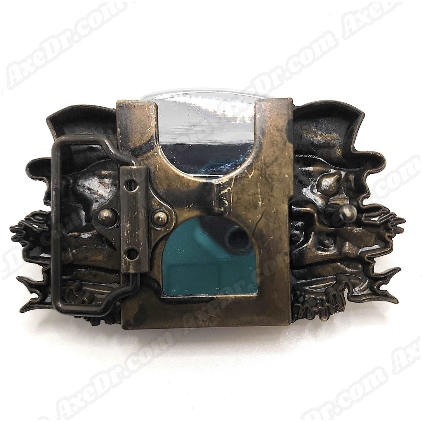 Jokers Skull & Bones Bronze Lighter Belt Buckle and Genuine Leather Belt shop.AxeDr.com Buckles with Belt, Genuine Leather