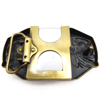 Triple Eagle Wings Gold Lighter Belt Buckle / Flip Style Lighter Holder Buckle