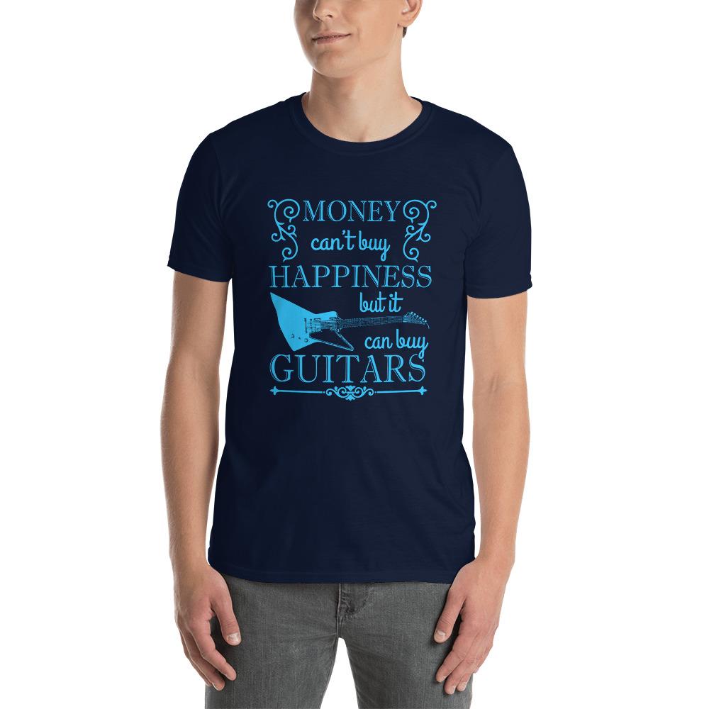 Money Can't Buy Happiness...But Blue Guitar T-Shirt shop.AxeDr.com AxeDr., AxeDr. Guitar Tees & Hoodies, Guitar, Guitar T-Shirt, Guitar Tees, reverbsync-force:on