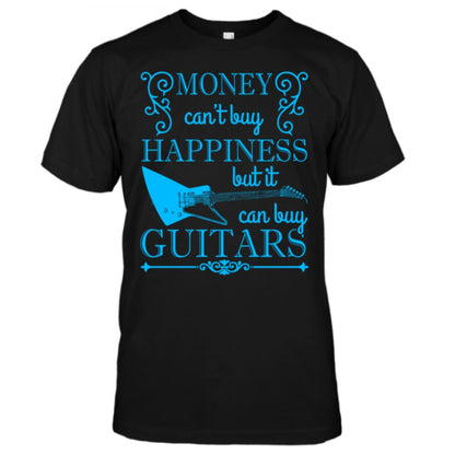 Money Can't Buy Happiness...But Blue Guitar T-Shirt shop.AxeDr.com AxeDr., AxeDr. Guitar Tees & Hoodies, Guitar, Guitar T-Shirt, Guitar Tees, reverbsync-force:on