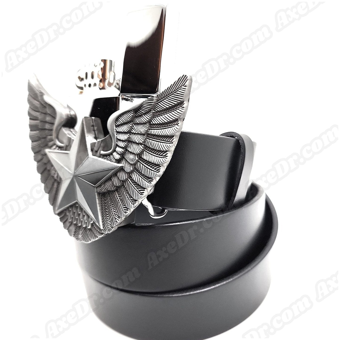 Nautical Star Wings Lighter Belt Buckle and Genuine Leather Belt shop.AxeDr.com 