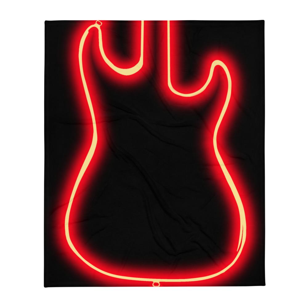 Neon Orange Guitar Throw Blanket shop.AxeDr.com All-Over Print, AxeDr., Blankets, Guitar, reverbsync-force:on
