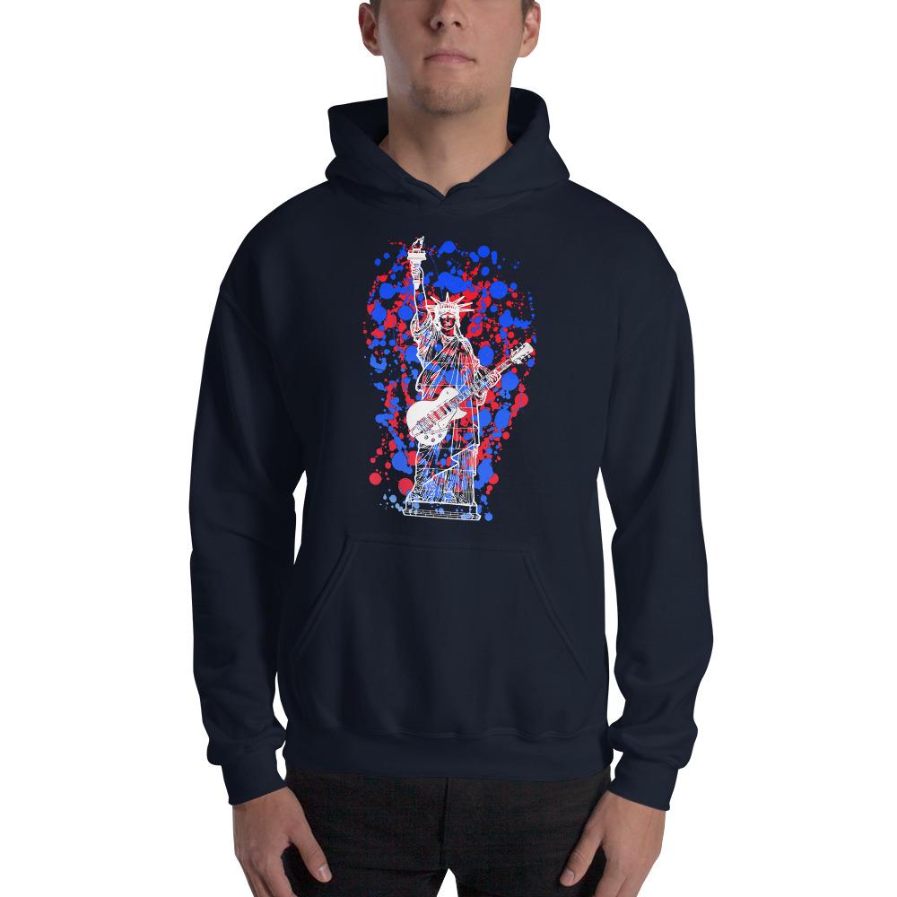 Patriotic Guitar Hoodie "Our Rocker of Liberty" by Axe Dr. Apparel shop.AxeDr.com American Pride, AxeDr., AxeDr. Guitar Tees & Hoodies, Brand New, Custom Product, Gibson Guitar, Gift