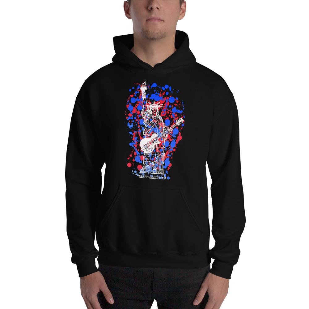 Patriotic Guitar Hoodie "Our Rocker of Liberty" by Axe Dr. Apparel shop.AxeDr.com American Pride, AxeDr., AxeDr. Guitar Tees & Hoodies, Brand New, Custom Product, Gibson Guitar, Gift
