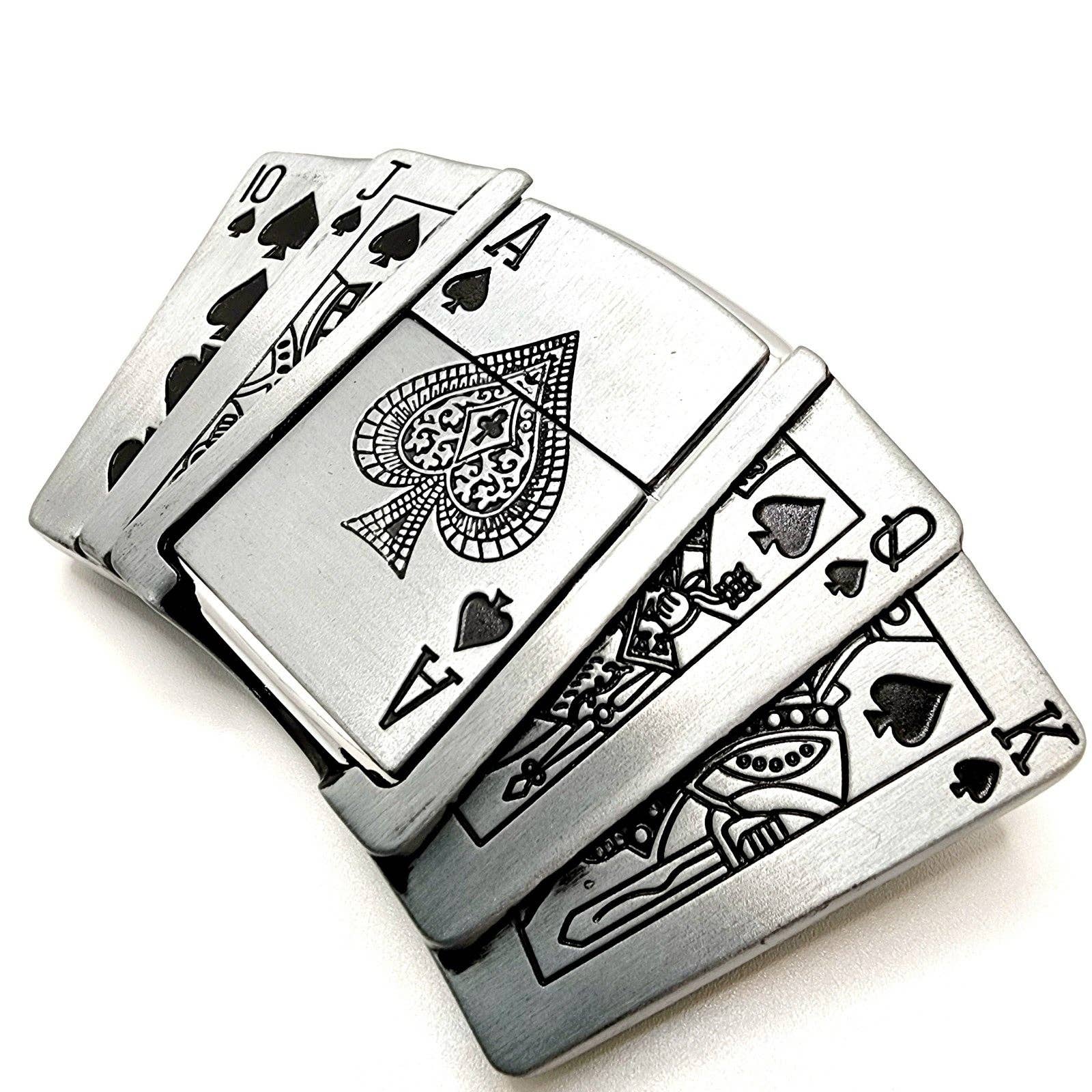 Poker Royal Flush Belt Buckle Lighter Holder WITH Ace of Spades LIGHTER shop.AxeDr.com Beltbuckle, Buckle, Poker