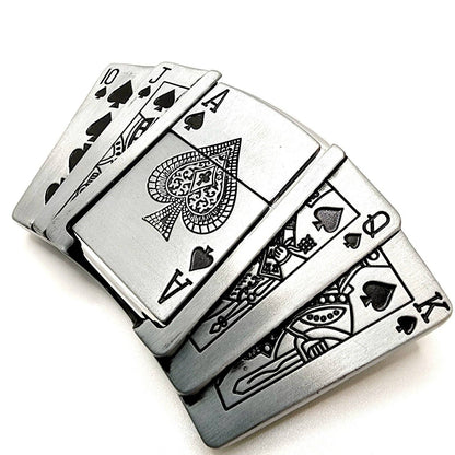 Poker Royal Flush Belt Buckle Lighter Holder WITH Ace of Spades LIGHTER shop.AxeDr.com Beltbuckle, Buckle, Poker