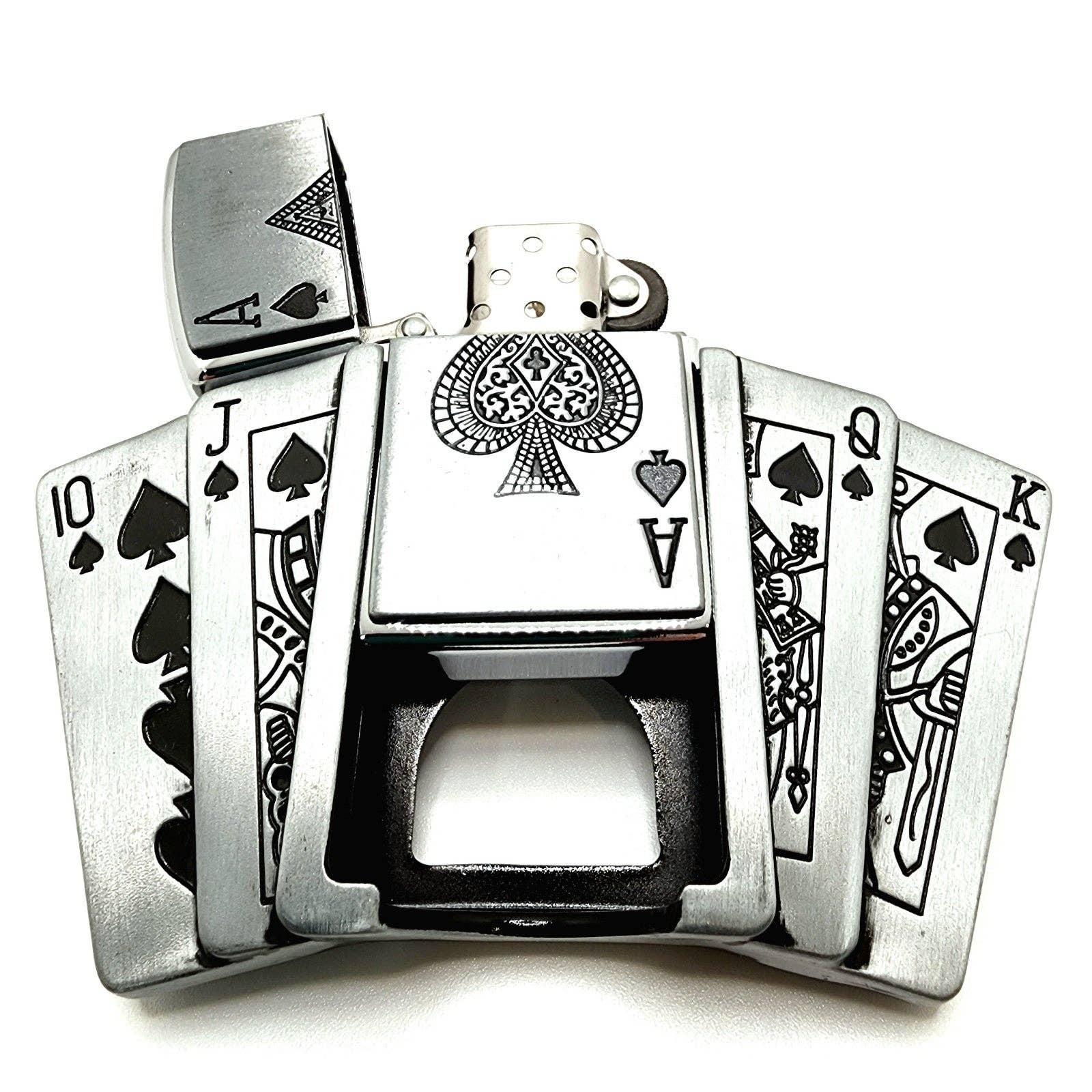 Poker Royal Flush Belt Buckle Lighter Holder WITH Ace of Spades LIGHTE