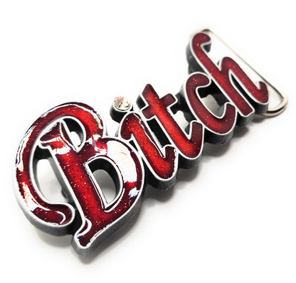 Red Sparkly "Bitch" Belt Buckle with Rhinestone Funny shop.AxeDr.com Belt Buckle, Funny, Funny Belt Buckle