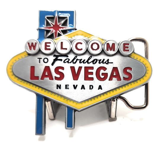 Retro Las Vegas Sign Belt Buckle – Retro Neon Casino Souvenir “Welcome to Fabulous Las Vegas” Gift
