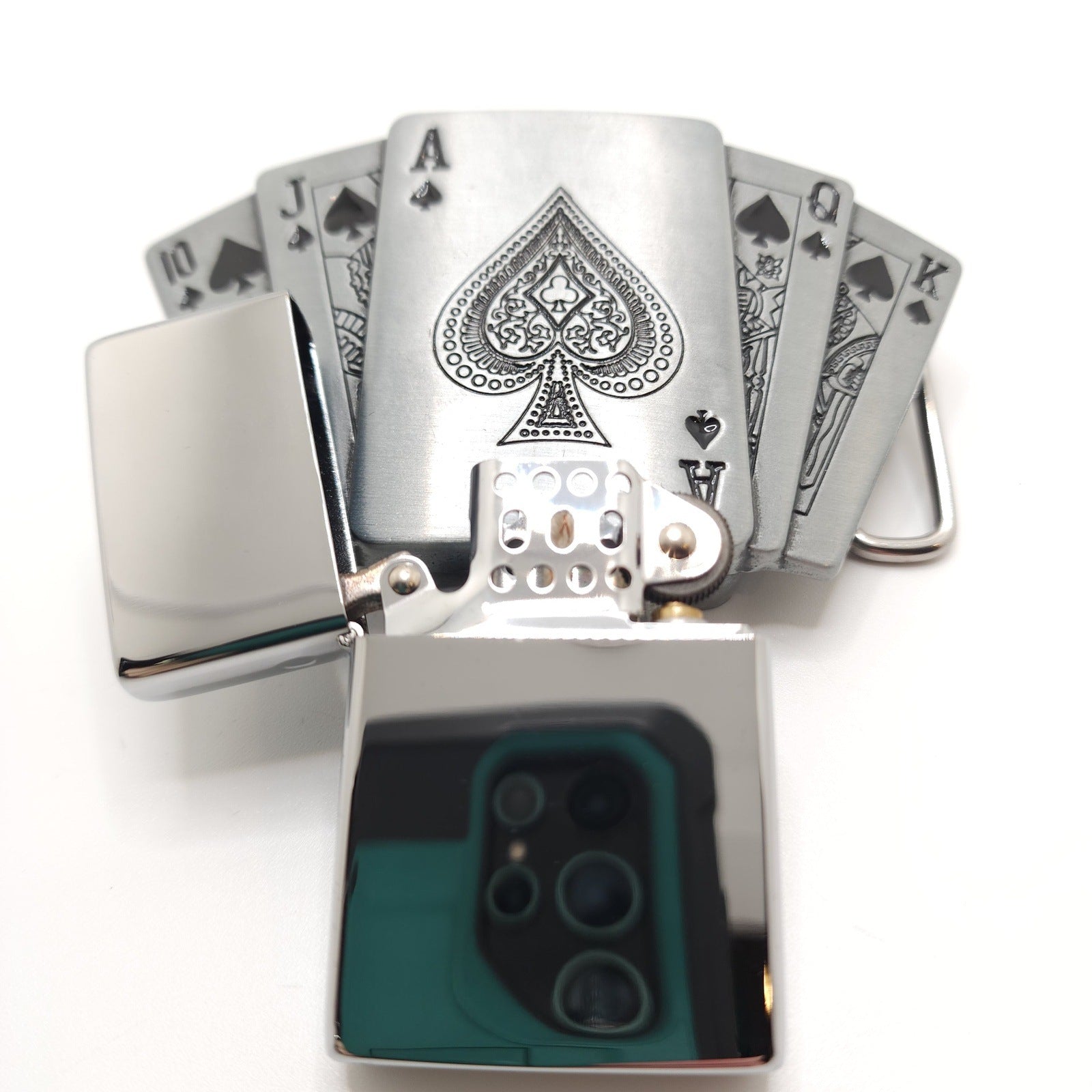 Royal Flush Poker Cards Belt Buckle with Lighter / Cards Lighter Belt Buckle