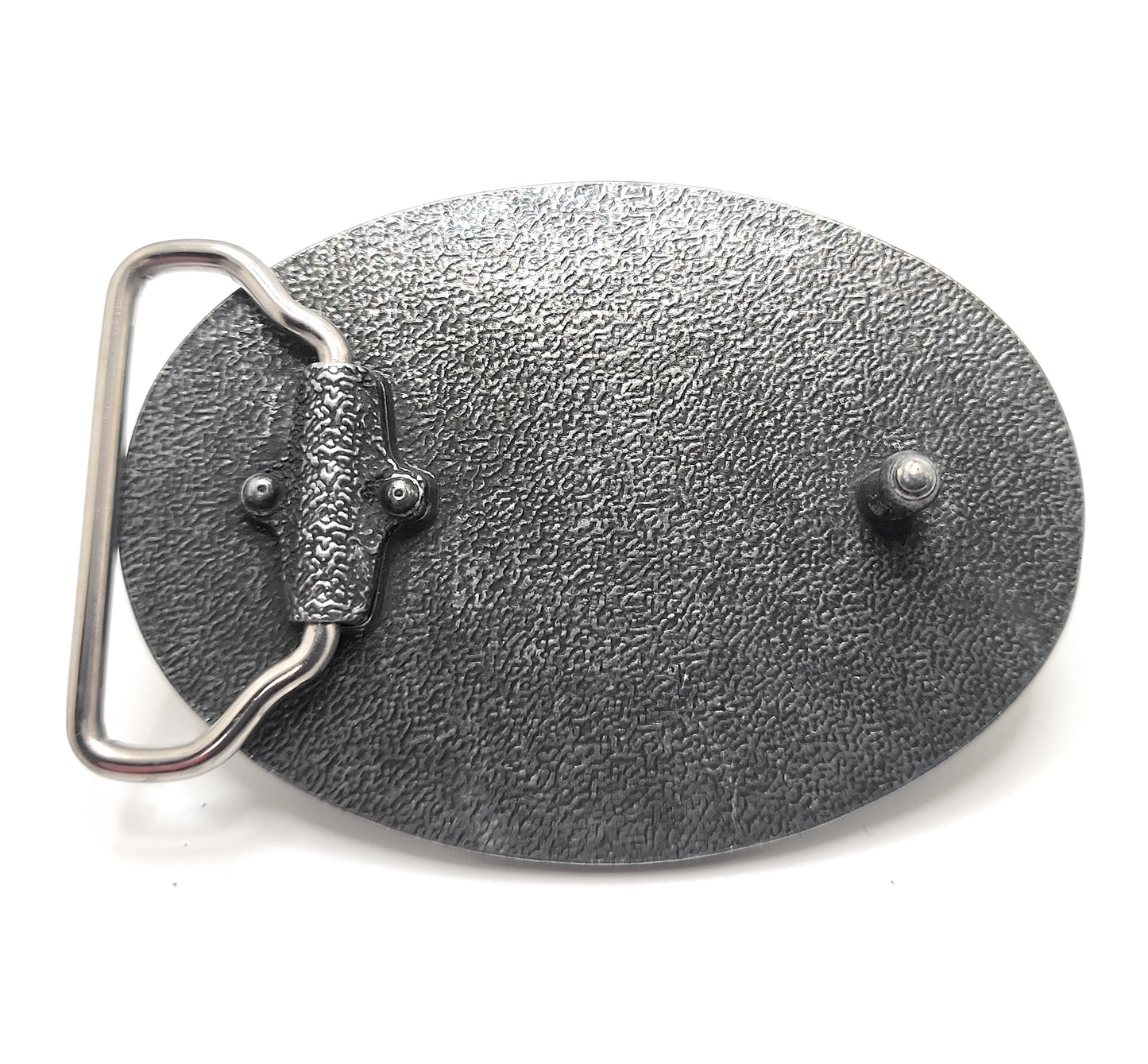 Silver Deer Motif Classic Wildlife Belt Buckle - Eleven Point Buck and Doe Woods Scene