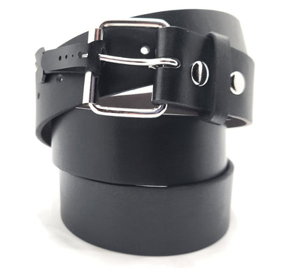 Smooth Black Belt with Snaps shop.AxeDr.com belt strap, Buckle-Friendly, Genuine Leather, leather belt, Novelty, Snap Belt
