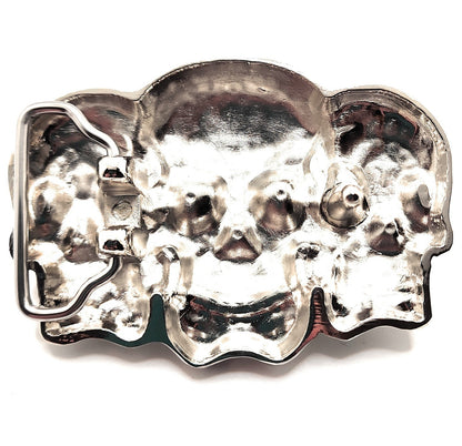 Sugar Skulls Chrome Belt Buckle shop.AxeDr.com 3d, buckle, day of the dead, dia de los muertos, Novelty, silver, skull, skulls, sugar skulls