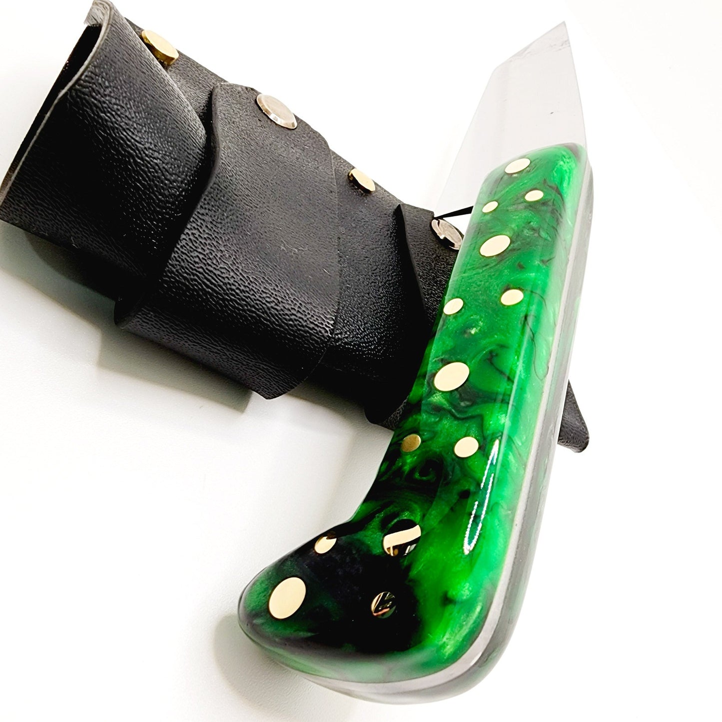 Tanto Zombie Knife Green Black Marbled Handle Made In USA shop.AxeDr.com Handmade Knife, Handmade Knives