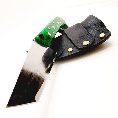 Tanto Zombie Knife Green Black Marbled Handle Made In USA shop.AxeDr.com Handmade Knife, Handmade Knives