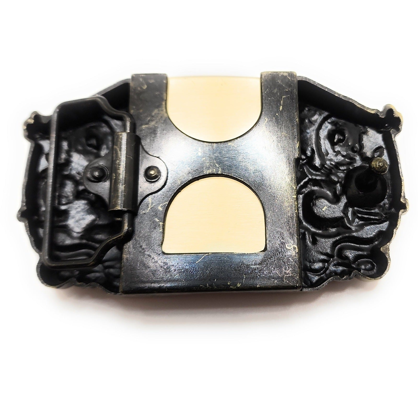 Hebilla de cinturón de encendedor de bronce de dragones duales/hebilla de  soporte de encendedor de botón pulsador