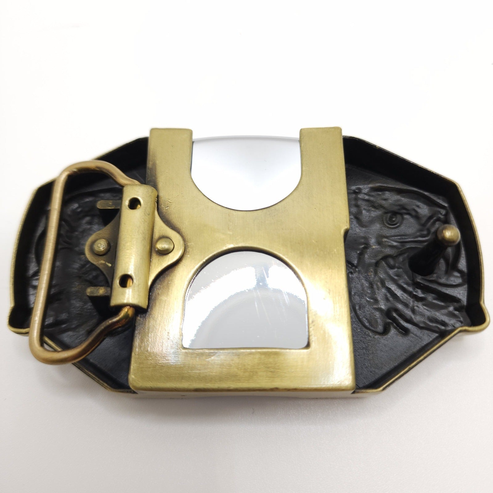 Triple Eagle Bronze Lighter Belt Buckle / Flip Style Lighter