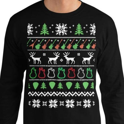 Ugly Christmas Guitar Sweater Long Sleeve Shirt shop.AxeDr.com AxeDr., Guitar, reverbsync-force:on, Ugly Christmas