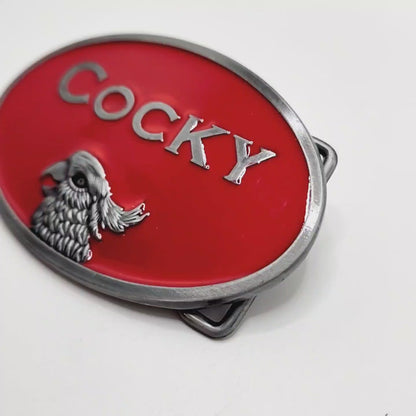 Oval Cocky Belt Buckle Red